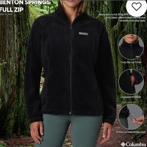 COLUMBIA Benton Springs Black Zip-Up Fleece Jacket Size Large